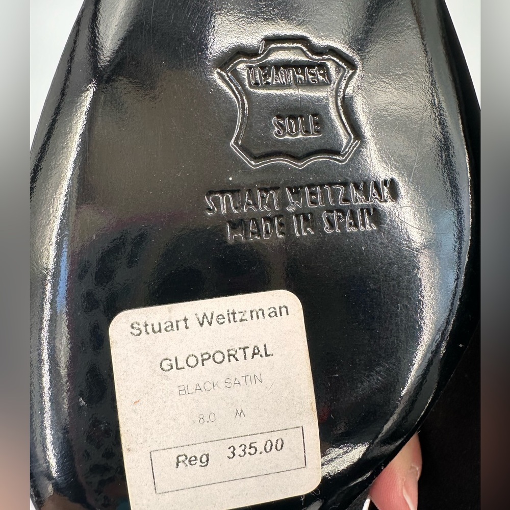 NWT Stuart Weitzman Satin Rhinestone Trim Kitten Heels - Picture 7 of 8